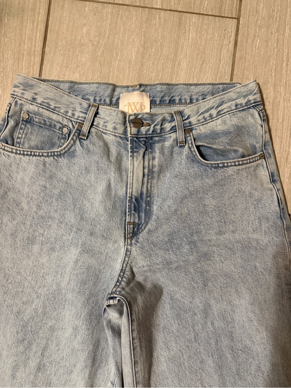 Light Blue Wide-Leg Heavy Denim Jeans - Unbranded - Picture 3 of 9
